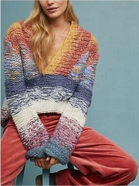Anthropologie Sleeping on Snow chunky knit sweater multicolored M